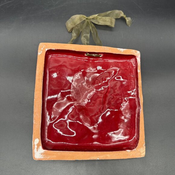 Vintage Wall Tile Grapes Fruit Italian Hanging 3D Redware Italy Rustic Maroon - Picture 3 of 9